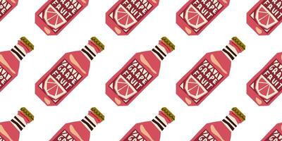 Seamless Grapefruit Drink Bottle Lemonade Pattern vector