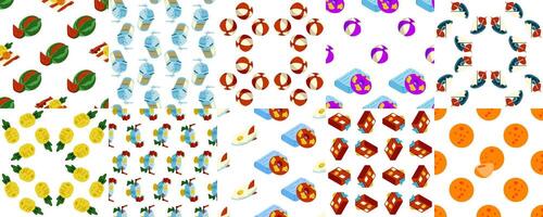 Ocean Journey Cartoon Pattern Bundle vector