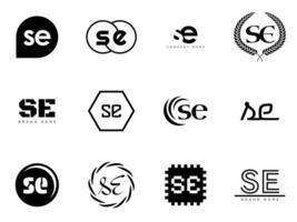 SE logo template. Letter s and e logotype. Set different classic serif lettering and modern bold text with design elements. Initial font typography. vector