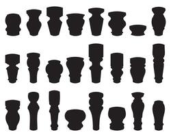 A silhouette collection of diverse furniture legs, presenting a variety of shapes and styles. Ideal for design projects, furniture catalogs, or creative concepts. vector