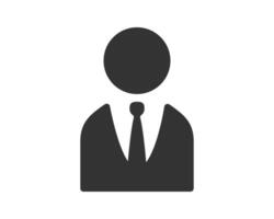 Simple glyph of a person in a suit and tie, symbolizing professionalism, business, and authority. Ideal for web design, presentations, and corporate communications. Clean, modern design. vector