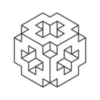 Intricate geometric design featuring interconnected cubes, creating a visually captivating 3D illusion. vector