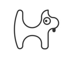 Minimalist line art of a stylized dog. Great for design projects, logos, or playful illustrations. Evokes simplicity, creativity, and a lighthearted mood. vector