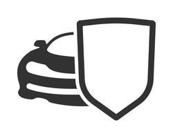 Car protected by shield. Conceptual illustration of automobile security, vehicle insurance, safety. Flat design. Use for apps, websites, print. vector