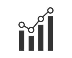 Uptrend graphic chart icon. Simple flat design shows growth and progress. Useful for business, finance, data visualization, and presentations. vector