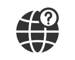 Global question mark icon. Represents uncertainty, international issues, FAQ, or support. Great for websites, apps, presentations, and digital marketing. vector