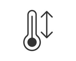 Icon of a thermometer with up and down arrows. Illustrates temperature fluctuation, weather changes, climate control, or health monitoring. Clean style. vector