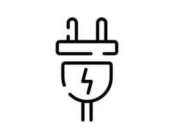 Electric power icon. A clean, modern line drawing of a plug with a lightning bolt. Symbolizes energy, connection, and electrical supply. Perfect for technology or utility designs. vector