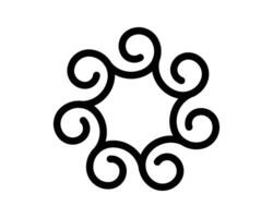 Elegant design. A minimal, stylized circular frame, with swirling shapes. Represents wholeness, connection, unity. Perfect for logos, branding, backgrounds, and creative projects. vector