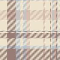 Subtle neutral plaid pattern in beige, brown, and light blue hues. Perfect for backgrounds, textiles, or website design. Evokes feelings of warmth, calm, and understated elegance. vector