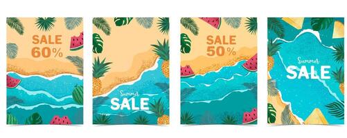 summer sale landscape background with beach and sand grain texture for a4 vertical design vector
