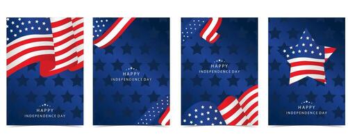 dark blue 4th of July Independence Day background with flag party for a4 vertical design vector