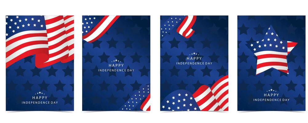 dark blue 4th of July Independence Day background with flag party for a4 vertical design