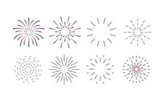 firework object icon in night for fourth of July. Red and blue firecracker for 4th of July vector
