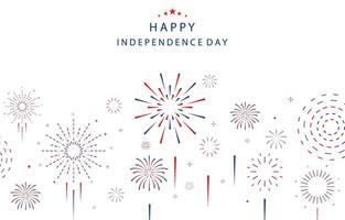 4th of July Independence Day background with firework party for horizontal design vector