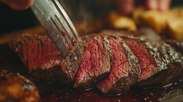 Sliced Steak Ready to Eat. photo