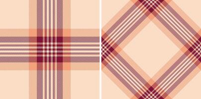 Elegant textile design featuring warm peach and burgundy plaid patterns, ideal for backgrounds, fashion, or holiday themed projects. Versatile and stylish. vector