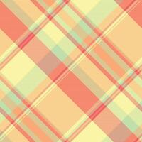 Tropical fabric tartan, scratched texture background seamless. Textured pattern plaid textile check in orange and yellow colors. vector