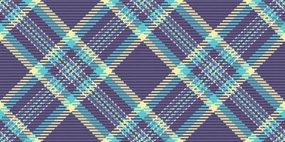 Vibrant diagonal plaid pattern in teal, purple, and cream. Perfect for textile design, fashion, website backgrounds, or any project needing a stylish and modern geometric texture. vector