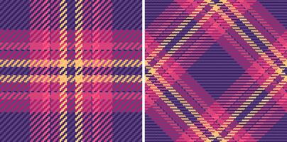 Vibrant pink and purple plaid patterns, perfect for textile design, fashion, or website backgrounds. Two distinct yet complementary styles offer versatile design options. vector