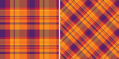 Seamless plaid pattern of texture fabric with a check tartan textile background. Set in warm colors of picture frame ideas. vector