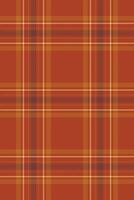 Dye fabric plaid, summertime check texture seamless. Heritage tartan pattern background textile in red and orange colors. vector