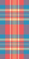 Open check plaid, close up fabric tartan texture. Sale background pattern textile seamless in red and cyan colors. vector
