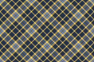 Vibrant diagonal plaid pattern in navy, gold, and light blue. Perfect for textile design, fashion, website backgrounds, or any project needing a stylish and textured backdrop. vector