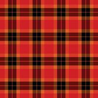 Warm plaid pattern in fiery reds and oranges, intersected by black lines. Evokes comfort, heritage, and autumn vibes. Ideal for backgrounds, textiles, and designs. vector