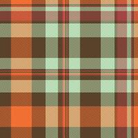 Detailed plaid pattern with a rustic, homespun feel. Features a grid of orange, brown and mint tones. Great for textiles, backgrounds, and digital art. vector