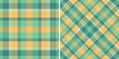 Vibrant teal and peach plaid patterns, perfect for textile design, fashion, or website backgrounds. vector