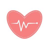 Red heart with pulse on white background. Heartbeat icon. illustration. vector