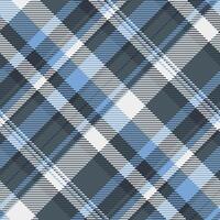 Detailed tartan texture. Versatile, stylish pattern in blue, gray white. Ideal for backgrounds, textiles, prints, or winter themes. Sophisticated and classic. vector