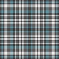 Classic tartan pattern with teal, gray, and white hues. Seamless design evokes tradition and warmth, perfect for textiles, backgrounds, or graphic design projects. vector