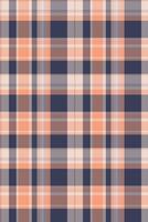 Greeting card pattern fabric background, old-fashioned texture textile seamless. Valentines day plaid tartan check in orange and red colors. vector