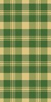 Throw plaid check pattern, scratch background fabric texture. Tile tartan textile seamless in green and amber colors. vector