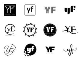 YF logo template. Letter y and f logotype. Set different classic serif lettering and modern bold text with design elements. Initial font typography. vector