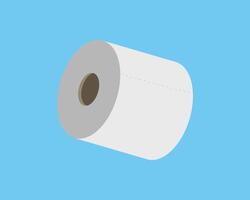 Clean, minimalist illustration of a paper towel roll against a bright blue background. Perfect for hygiene, cleanliness, or simple everyday object concepts. vector