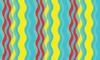 Vibrant, wavy stripes in yellow, turquoise, and red create an energetic, retrostyle pattern perfect for backgrounds, textiles, or website designs. vector