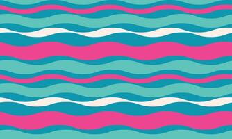 Vibrant wavy stripes in teal, pink, and white create a playful, summery pattern perfect for website backgrounds, textile designs, or cheerful branding. vector