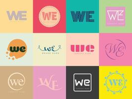 WE logo template. Letter w and e logotype. Set different classic serif lettering and modern bold text with design elements. Initial font typography. vector