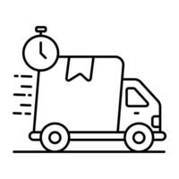 Perfect line design icon of delivery time vector