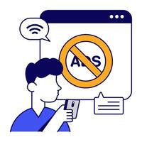 Modern Conceptual flat design icon of stop ad vector