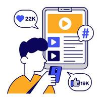 Modern icon design of mobile videos,likes vector