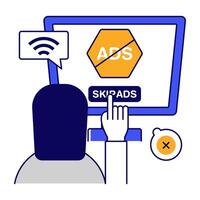 Premium Conceptual flat design icon of stop ad vector