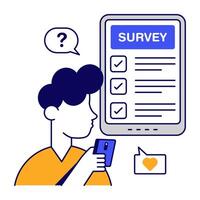 A colored design icon of mobile survey. vector