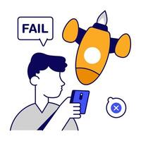 A colored design icon of startup fail vector
