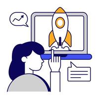 Creative design icon of online startup vector
