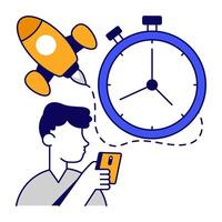 A colored design icon of startup time vector