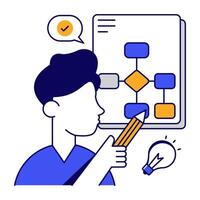 A flat design icon of flowchart vector